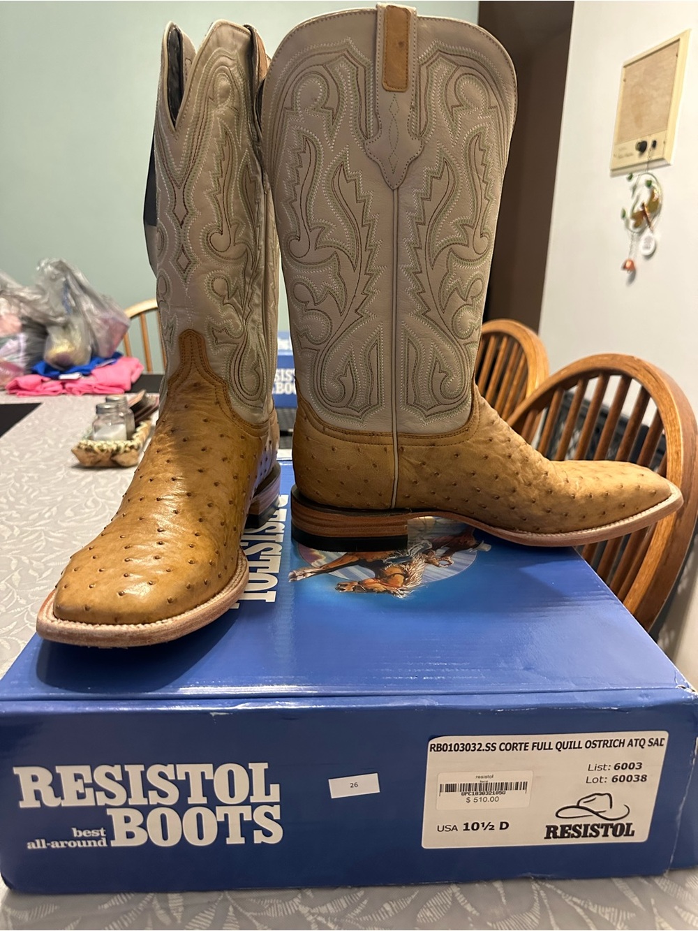 Resistol Men’s Tan Ostrich Leather Western Boots